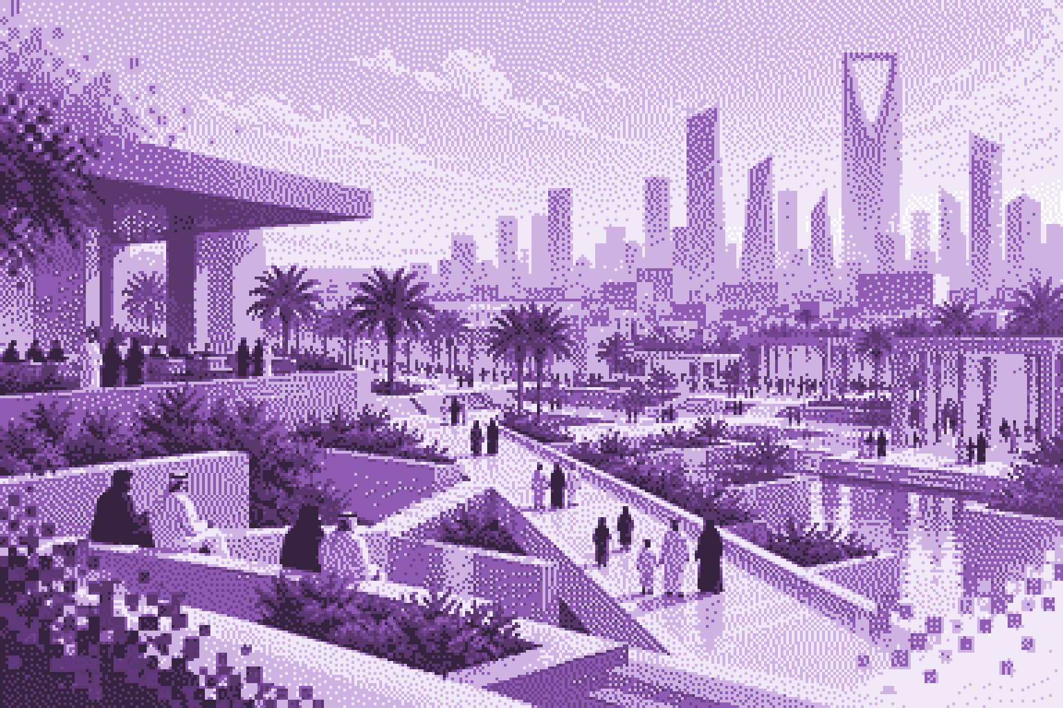 مدينة أرجوانية تتصل ساحاتها بالناس