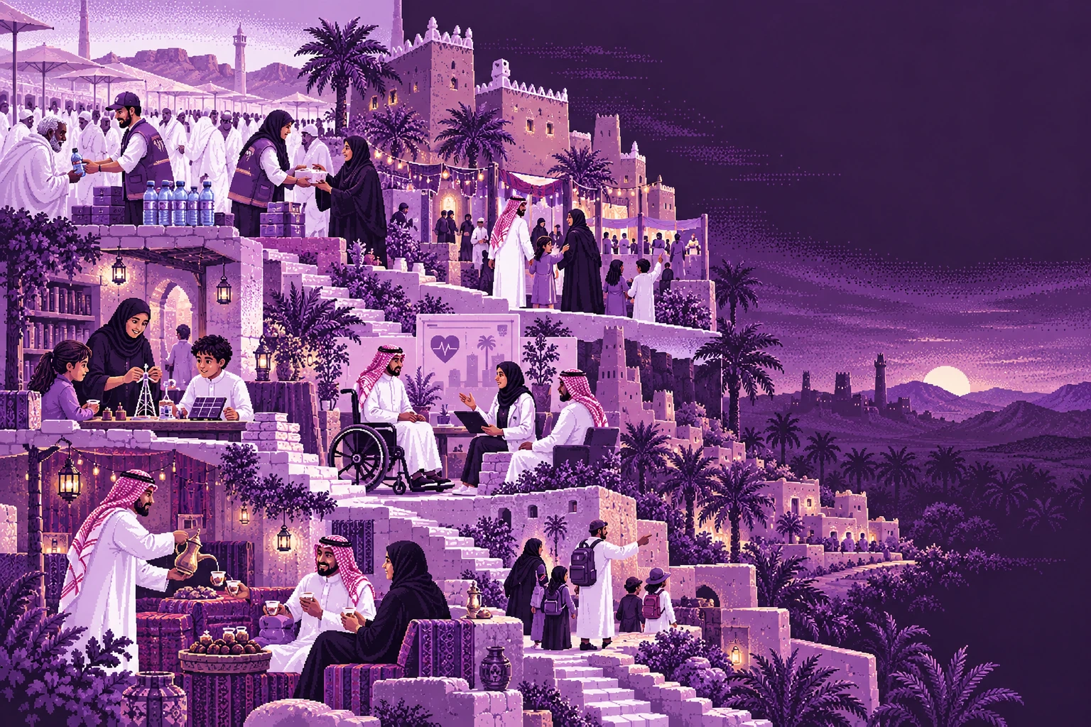 رحلة بكسل تجمع التطوع والتعليم والصحة والفعاليات والضيافة في مشاهد سعودية مترابطة